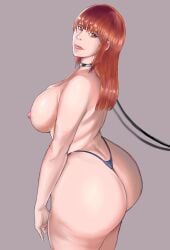 1girls areolae ass big_ass big_breasts black_thong breasts chainsaw_man dat_ass fat_ass female female_only hair huge_ass huge_breasts leash leash_and_collar lips makima_(chainsaw_man) neckwear nipples panarandom red_hair solo solo_female thick_ass thick_thighs thighs thong yellow_eyes