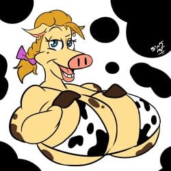 abby_(back_at_the_barnyard) anthro back_at_the_barnyard big_breasts blue_eyes cow_bikini looking_at_viewer nickelodeon nicktoons solo sweetspicymann