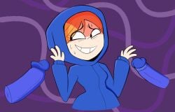 1girls 2boys anxious bloo blue_hoodie cartoon_network female foster's_home_for_imaginary_friends ginger goth_girl goth_girl_(fhfif) hoodie imminent_gangbang imminent_sex imminent_threesome male/female orange_hair partial_male redhead sweat sweatdrop sweating vaz0v