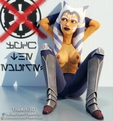 1girls 3d ahsoka_tano airress3d_(3d-modeller) alien alien_girl blue_eyes clone_wars facial_markings female female_only leggings markings orange_body orange_skin pants patreon signature solo star_wars tentacle tentacle_hair the_clone_wars:_season_seven thearti3d togruta twitter_username