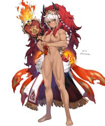 1girls abs bare_arms bare_legs breasts completely_nude cozy_(artist) dark-skinned_female dark_skin edit female female_only fire fire_emblem fire_emblem_fates grin headwear lantern large_breasts legs looking_at_viewer mask muscular muscular_female naked_headwear nintendo nipples nude nude_female nude_filter pussy red_eyes rinkah_(fire_emblem) rinkah_(flame)_(fire_emblem) short_hair smile solo splooshiemon thick_thighs white_hair