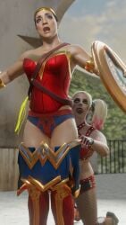 2girls 3d alexa_bliss batman_(series) dc dc_comics dexmacleod female female_only fishnets harley_quinn_(cosplay) human human_only light-skinned_female light_skin marvel panties raquel_rodriguez skirt_down skirt_pull spider-man_(series) straight_hair wonder_woman_(cosplay) wonder_woman_(series) wrestler wrestling wwe wwe_2k wwe_2k22 wwe_diva