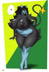 anthro armpits big_ass big_breasts black_fur black_hair blue_skin deadpliss feline female ipan luxray piercing pokemon pokemon_(species) seductive tail