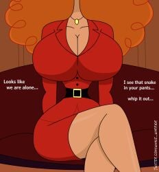 1girls big_breasts breasts cartoon_network curly_hair hourglass_figure huge_breasts orange_hair powerpuff_girls puffy_hair sara_bellum solo solo_female talking_to_viewer whalewarrior123z