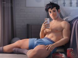 1boy appasart blue_underwear bulge cocky danny_fenton danny_phantom human human_only male male_only nickelodeon selfie solo solo_male underwear