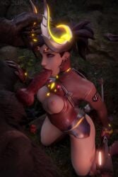 1boy 1girls 2:3 3d alternate_costume animal_genitalia animated areolae big_penis blender breasts canine_penis devil_mercy erection fellatio female horn_grab knot male mercy monster_on_female nipples no_sound nocure21o oral overwatch overwatch_2 penis shorter_than_10_seconds straight vertical_video video werewolf