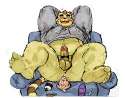 1boy anal anal_masturbation anal_sex animal_crossing anthro balls blush bottomless chair clothed clothing dildo dildo_in_ass dildo_insertion erection felid fur furniture furry furry_only genitals male male_only male_penetrated mammal masturbation nintendo pantherine penetration penis sex_toy sex_toy_in_ass sex_toy_insertion solo striped_body striped_fur stripes tiger tora_gy tybalt_(animal_crossing) video_games