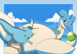 2020 absurd_res anus balls banana beach blue_body bodily_fluids countershading cum cum_in_pussy cum_inside digital_media_(artwork) drinking duo eeveelution erection female female_penetrated feral feral_on_feral feral_penetrated feral_penetrating feral_penetrating_feral fin food fruit generation_1_pokemon genital_fluids genitals hi_res horn interspecies lapras larger_female larger_penetrated male male/female male_penetrating male_penetrating_female nintendo orgasm outside penetration penile penile_penetration penis penis_in_pussy plant pokemon pokemon_(species) pussy seaside sex shell size_difference smaller_male smile vaginal_penetration vaporeon video_games winick-lim