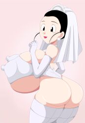 chichi dragon_ball dragon_ball_z erect_nipples erect_nipples_under_clothes huge_breasts toshiso wedding_attire wedding_veil