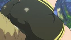 2022 bike_shorts black_shorts boar futoku_no_guild hitamu_kyan molestation monster monster_girl pig screencap screenshot shorts sniffing_ass spats tnk_(company)