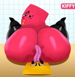 ass big_butt clip_(snipperclips) huge_ass interspecies kiffy_(artist) licking licking_ass no_humans no_outlines saliva sitting_on_person snip_(snipperclips) snipperclips thick_thighs