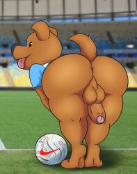 anthro ass backsack canine conmebol copa_america copa_america_mascot kiffy_(artist) male_only mascot penis pibe soccer soccer_ball