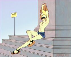 breasts in_public naked shades steven_universe yellow_pearl_(steven_universe)