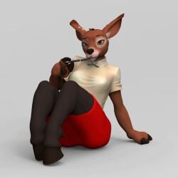 3d animated anthro bambookat deer furry mp4 no_sound turntable_(animation) video