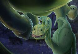 arlo_the_dinosaur bodily_fluids dinosaur disney duo father father_and_child father_and_son feral genital_fluids genitals incest male male/male parent parent_and_child peeing penis pixar poppa_henry reptile scalie son the_good_dinosaur urine watersports wugi yaoi young