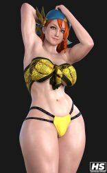 1girls 3d abs armpits breasts female female_only hagiwara_studio minayle monster_hunter monster_hunter_rise muscular orange_hair red_hair sexy_armpits solo