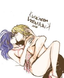 1girls artist_request breasts female human hunter_x_hunter kissing kurapika light-skinned_female light_skin male neon_nostrade not_furry short_hair shounen_jump tagme tits tongue