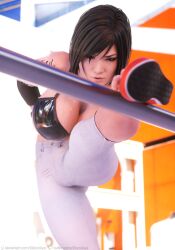 3d asian asian_female athletic athletic_female bare_calves big_breasts black_hair bra breasts busty calves capri_pants faith_connors faith_connors_(mirror's_edge_catalyst) female female_focus female_only hourglass_figure mirror's_edge mirror's_edge_catalyst nude nude_female nudity short_hair siliconaya sneakers stretching sweat tagme tattoo wide_hips