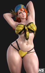 1girls 3d abs armpits breasts female female_only hagiwara_studio minayle monster_hunter monster_hunter_rise muscular orange_hair red_hair sexy_armpits solo