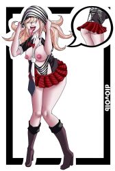 ass atomic_wedgie breasts danganronpa danganronpa:_trigger_happy_havoc danganronpa_1 dlovolb exposed_breasts junko_enoshima large_breasts open_clothes panties straight_hair upskirt wedgie