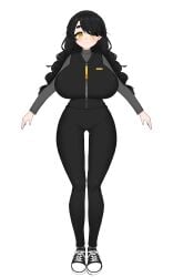 a-pose big_breasts black_clothing black_hair moistcorn reference_image susu-chan tagme thigh_gap uniform virtual_youtuber vtuber white_skin yellow_eyes