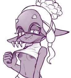 breasts deep_cut_(splatoon) frye_(splatoon) hexanne inkling monochrome nintendo smug splatoon splatoon_(series) splatoon_3 tagme