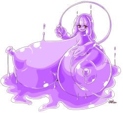 1girls azflutter breasts breasts_bigger_than_body breasts_bigger_than_head breasts_bigger_than_torso breasts_on_floor enormous_breasts female_only gigantic_breasts huge_breasts hyper hyper_breasts lactating lactation looking_at_viewer massive_breasts purple_slime slime slime_girl slime_lactation tagme too_big_to_move unusual_lactation