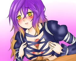 breasts cum female gradient_hair hijiri_byakuren male paizuri penis straight touhou uncensored yellow_eyes