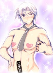 armored_core blush censored heart male necktie short_hair tied_hair