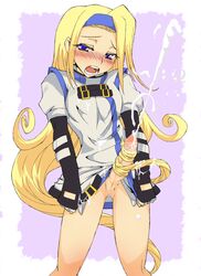 1futa blonde_hair blue_eyes blush censored elbow_gloves fingerless_gloves futa_only futa_sans_balls futanari gloves guilty_gear hairband hairjob headband intersex long_hair masturbation millia_rage misfit_funny no_testicles penis pointless_censoring prehensile_hair pussy solo