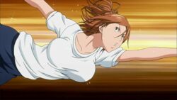 1girls animated bakuman big_breasts breasts female female_only miyoshi_kaya solo sweat volleyball