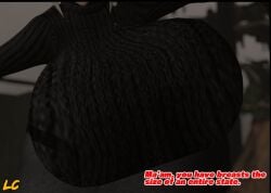 big_breasts breasts bridge clothed clothed_female clothes clothing dialogue female female_only huge_breasts human large_breasts lwd_cartoonz outdoors pencil_skirt skirt spiky_hair sweater turtleneck turtleneck_sweater unknown_(lwd_cartoonz) white_hair