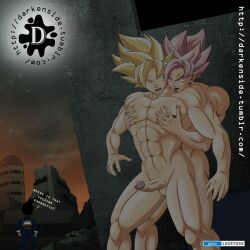 boner darkenside dragon_ball dragon_ball_super erection gay goku_black male_only muscular_male nude pecs_grab pectorals penis pink_hair selfcest son_goku super_saiyan super_saiyan_rose vegeta