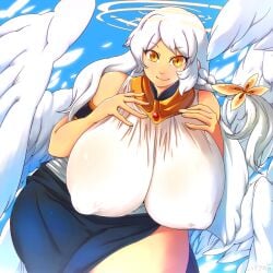 angel angel_wings big_breasts halo hataraki_ari huge_breasts large_breasts tagme wings