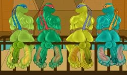 
male_only absurd_res ass donatello_(tmnt) feet genitals group hi_res leonardo_(tmnt) male michelangelo_(tmnt) penis raphael_(tmnt) reptile scalie teenage_mutant_ninja_turtles turtle vendetta892