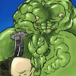 beast_boy boner dc dc_comics erection green_skin hyper_balls hyper_muscles hyper_penis macro male male_only muk100 muscles muscular muscular_male nude solo solo_male teen_titans titans_tower tower what