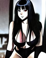 ai_generated big_breasts black_hair gloves junji_ito lingerie stable_diffusion tomie