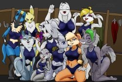 absurd_res anthro arcatech bandai_namco bovid broodal canid canid_demon canine canis caprine clothed clothing crossover deltarune demon digimon digimon_(species) disney domestic_dog eastern_and_western_character female five_nights_at_freddy's five_nights_at_freddy's:_security_breach fox generation_4_pokemon goat group hariet_(mario) hellhound helluva_boss hi_res illumination_entertainment judy_hopps lagomorph large_breasts leporid lola_bunny lombax loona_(helluva_boss) looney_tunes lucario mammal mario_(series) medium_breasts nintendo pokemon pokemon_(species) porsha_crystal pose rabbit ratchet_and_clank renamon rivet_(ratchet_and_clank) roxanne_wolf_(fnaf) scottgames shorts sing_(movie) small_breasts sony_corporation sony_interactive_entertainment super_mario_odyssey tagme toriel undertale undertale_(series) video_games warner_brothers wolf zootopia