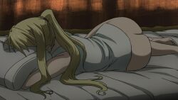 1girls ass blonde_female blonde_hair bottomless butt cute face_covered feet fullmetal_alchemist fullmetal_alchemist_brotherhood lying_on_bed petite pillow ponytail small_ass teenager winry_rockbell