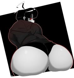 1girls ass_focus black_hair bubble_ass bubble_butt female female_focus female_only goth goth_girl grinn hoodie huge_ass looking_at_viewer looking_back oc original original_character red_eyes short_hair thick_ass white_skin