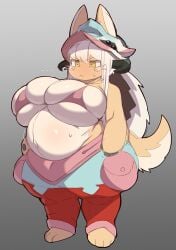 ... 1girls alternate_breast_size animal_ears anthro berseepon09 big_belly big_breasts bikini_top breasts bursting_breasts enormous_breasts female female_only full_body headgear headwear huge_breasts made_in_abyss nanachi narehate pregnant solo standing tail tan_fur two_tone_fur white_hair yellow_eyes