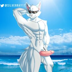 absurd_res anthro canid canine daft_fur fox genitals hi_res male mammal muscular nude penis redsuns433_(daft_fur) silverray17 solo