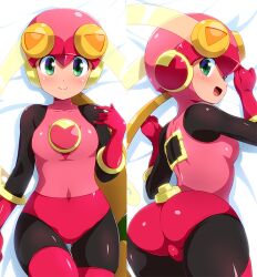 1girls ass bed bodysuit gloves helmet konpeto mega_man mega_man_battle_network roll.exe thighhighs