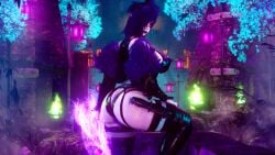 1girls 3d goth_girl huge_ass huge_breasts league_of_legends morgana nillin_(artist) pose thick_thighs