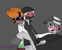 3boys bad_anatomy cartoony deimos deimos_(madness_combat) gay hank_j._wimbleton hornyartzsucks madness_combat old_art tricky_the_clown