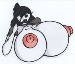 big_breasts big_nipples black_hair breast_focus breasts breasts_bigger_than_head cuteskyler gray_shirt grey_shirt huge_breasts hyper hyper_breasts jaiden_animations jaidens_mom shirt_lift smiling smiling_at_viewer