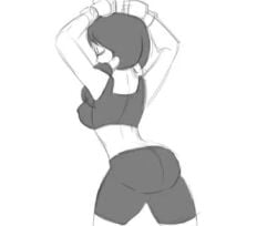 1girls animated animated_sketch ass back_view big_ass bike_shorts black_hair black_pink butt dancing dat_ass dragon_ball dragon_ball_z female funsexydragonball greyscale mp4 music petite sketch solo sound sports_bra tagme teenager twerking twintails videl video