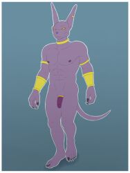 anthro anubis-kruger balls beerus cock_ring dragon_ball dragon_ball_super felid feline feline_humanoid flaccid furry gay god_of_destruction hairless_cat male male_only muscles nude penis solo solo_male sphynx_(cat) tail