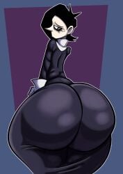 1boy 2022 ass big_ass black_hair bottom_heavy clothed clothing collar curvy curvy_figure dat_ass dumptruck_ass fat_ass femboy fully_clothed gigantic_ass girly goth hair huge_ass large_ass looking_back male male_focus nasty_spaghjett oc original original_character pale-skinned_male pale_skin revel_(theblooky) shading shiny_clothes short_hair solo solo_focus theblooky thick_ass voluptuous white_outline wide_hips