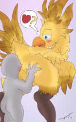 ambiguous_gender avian bird birdofanatic chocobo digital_media_(artwork) face_on_butt final_fantasy human interspecies